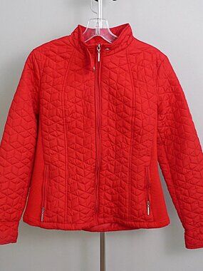 Weatherproof Womens Med Quilted Jacket Full Zip Diamond Quilt Coat Outdoor